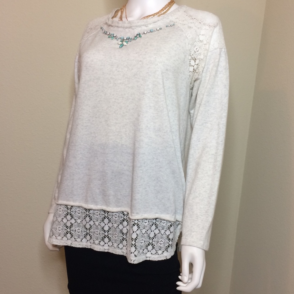 Democracy pullover sweatshirt long sleeve gray top